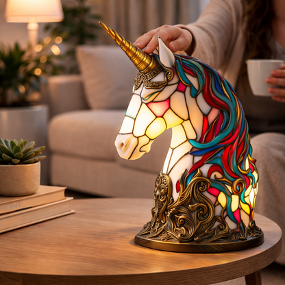 Table Lamp Stained Glass Animal LED Accent Light Bedroom