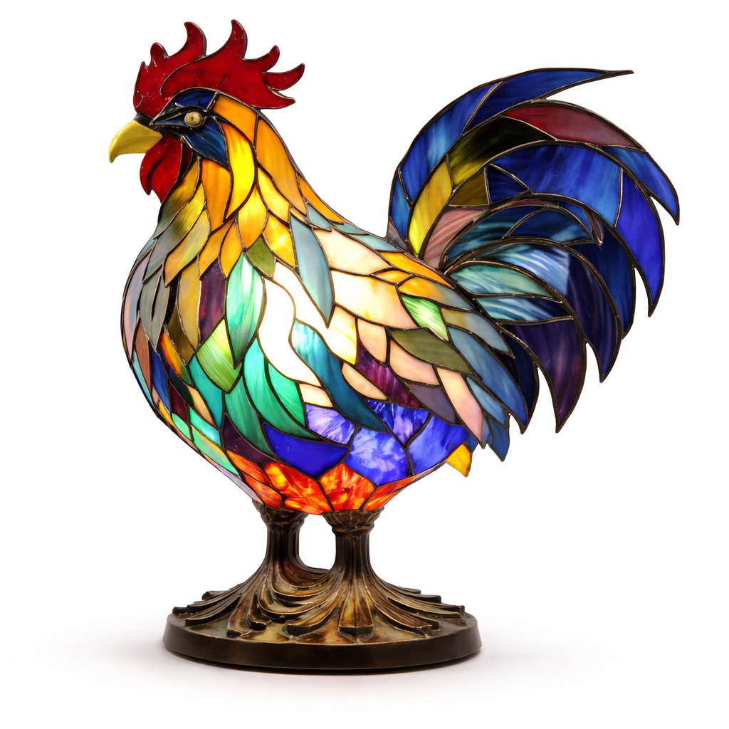 Table Lamp Stained Glass Animal LED Accent Light Bedroom