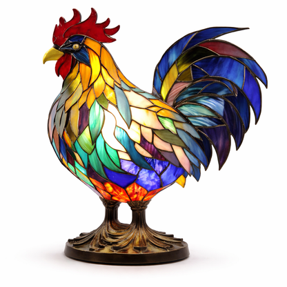 Table Lamp Stained Glass Animal LED Accent Light Bedroom