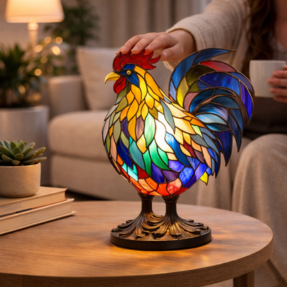 Table Lamp Stained Glass Animal LED Accent Light Bedroom