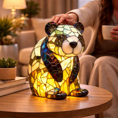 Table Lamp Stained Glass Animal LED Accent Light Bedroom