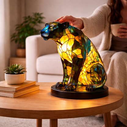 Table Lamp Stained Glass Animal LED Accent Light Bedroom