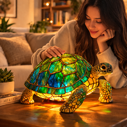 Table Lamp Stained Glass Animal LED Accent Light Bedroom