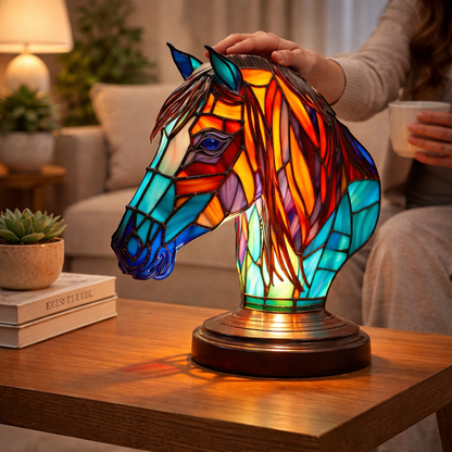 Table Lamp Stained Glass Animal LED Accent Light Bedroom