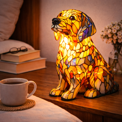 Lampa Masa LED Vitraliu Decor Caine Lumina Ambientala Dormitor