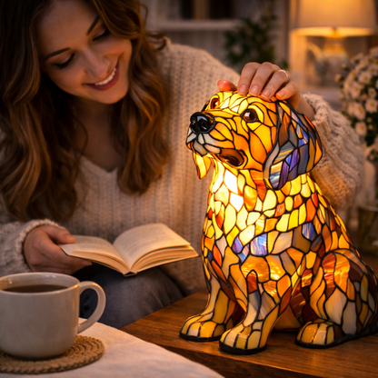 Lampa Masa LED Vitraliu Decor Caine Lumina Ambientala Dormitor