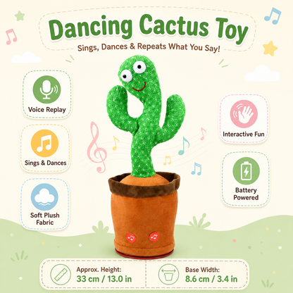 Talking Cactus Toy Musical Plush Interactive Fun