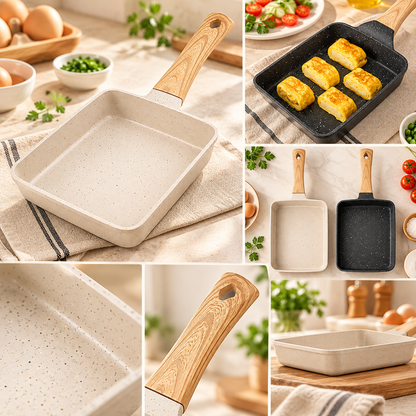 Rektangulært låg til slip-let tamagoyaki-omeletpande