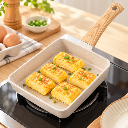 Rektangulært låg til slip-let tamagoyaki-omeletpande