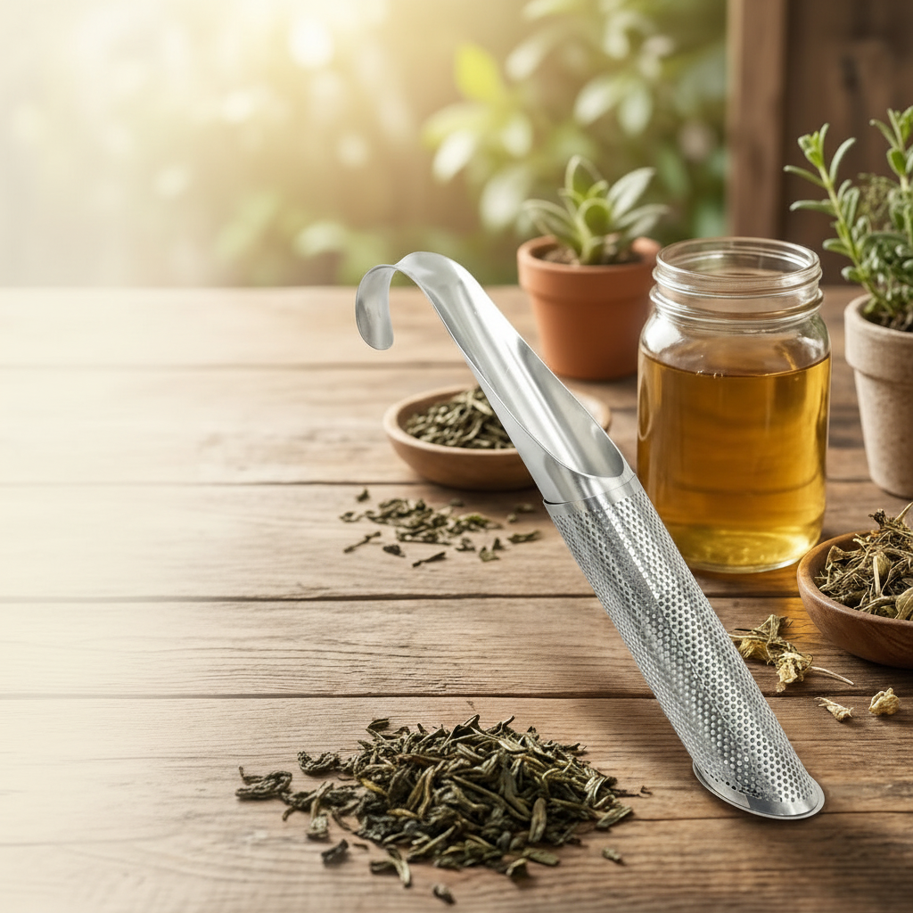 Infusor Chá Aço Inox Compacto Folhas Soltas Prático
