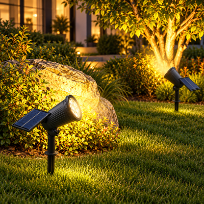 Projetor Solar Inclinado LED para Jardim, Paisagem e Caminhos