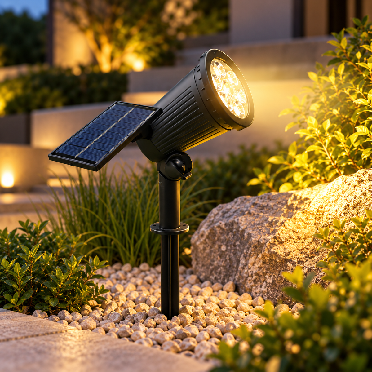 Projetor Solar Inclinado LED para Jardim, Paisagem e Caminhos