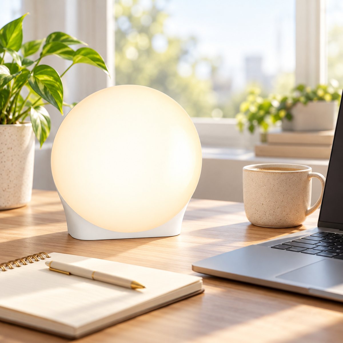 Kompakte LED-Lichttherapielampe mit Timer und tragbarem Design