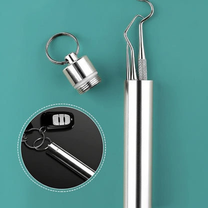Scobitori Metal Reutilizabile Set Cutie Portabilă Curățare Dinți