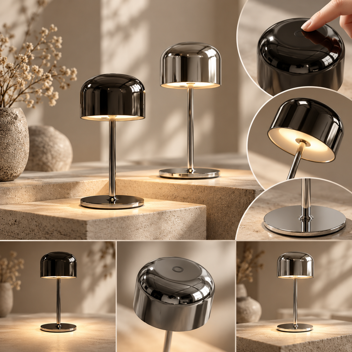 Lampă de masă decorativă LED pentru exterior, cu variator tactil