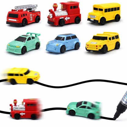 Set di gioco con macchina giocattolo a induzione per seguire linee e disegnare