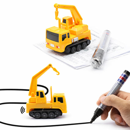 Set di gioco con macchina giocattolo a induzione per seguire linee e disegnare