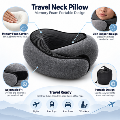 Reise-Nackenkissen aus Memory-Schaum mit tragbarem Design