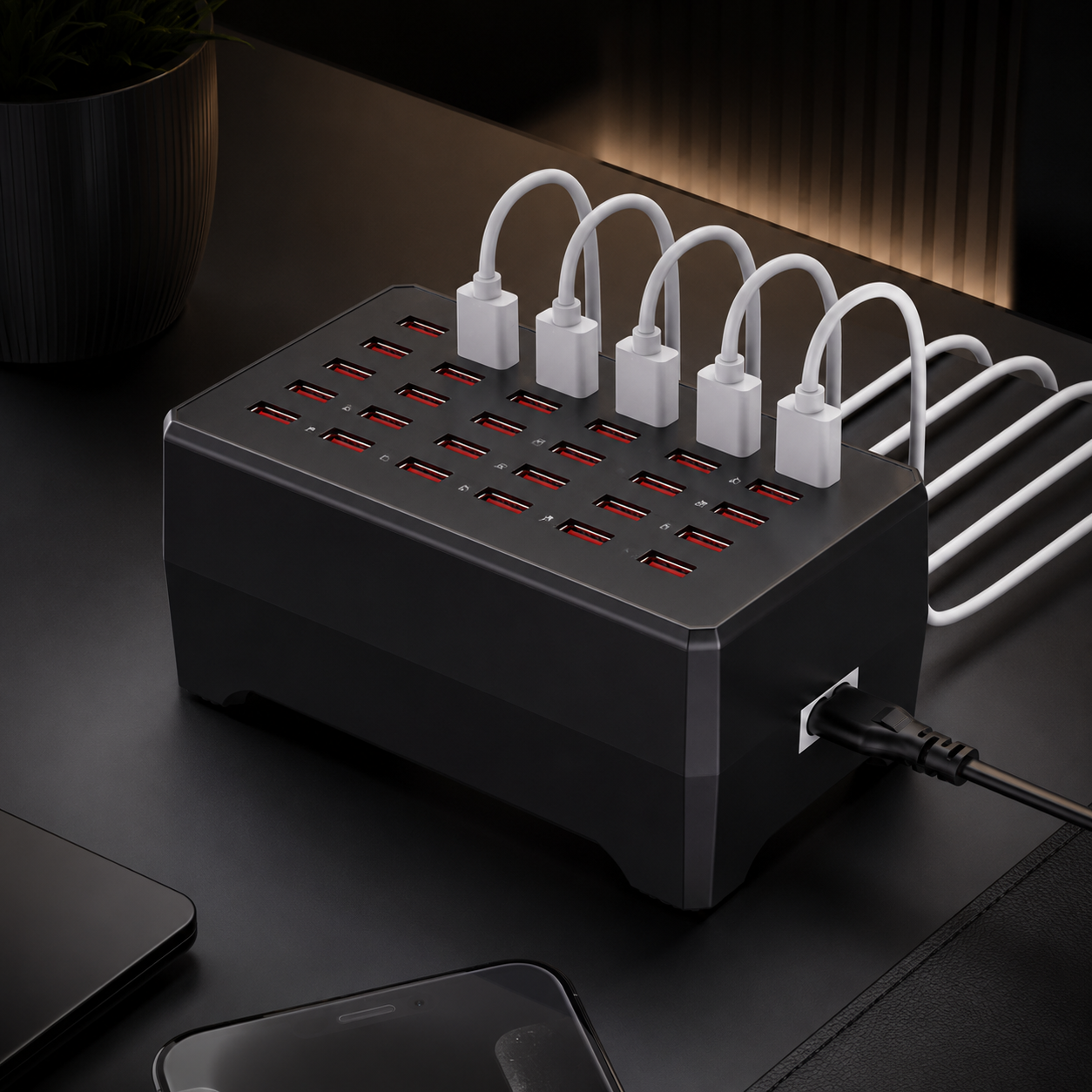 Hub USB stație de încărcare pentru mai multe dispozitive, cu design cu porturi multiple