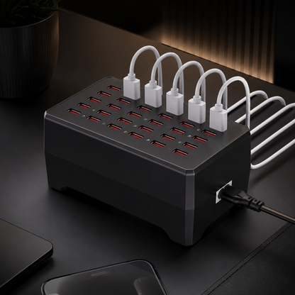 Hub USB stație de încărcare pentru mai multe dispozitive, cu design cu porturi multiple