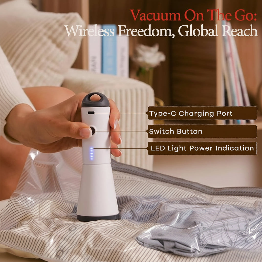 Sacchetti per Conservazione Sottovuoto Set per Viaggio con Pompa Senza Fili