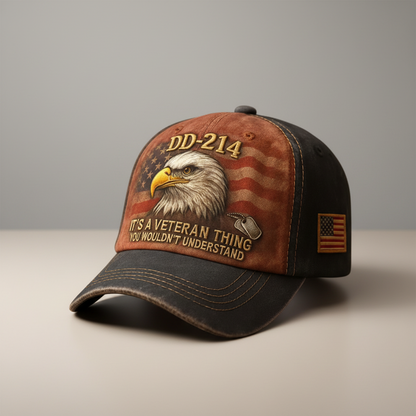 Baseballkasket Broderet Veteranflag Gammeldags Hat Justerbar