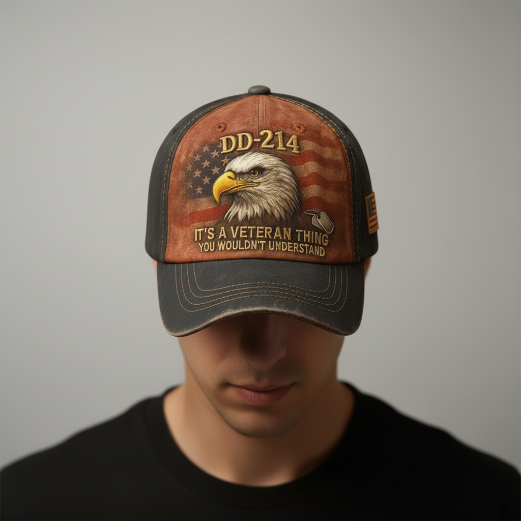 Baseballkasket Broderet Veteranflag Gammeldags Hat Justerbar