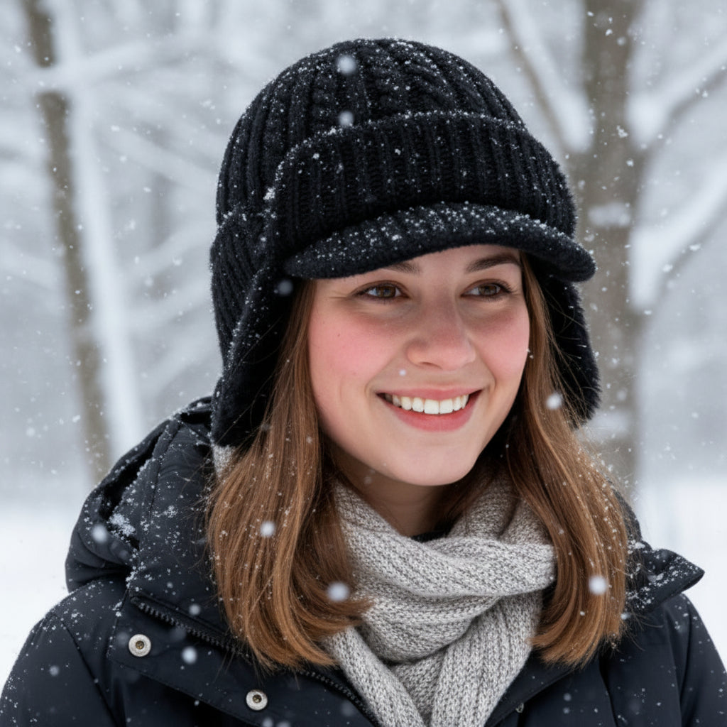 Gorro de Invierno con Orejeras Tejido para Clima Frío