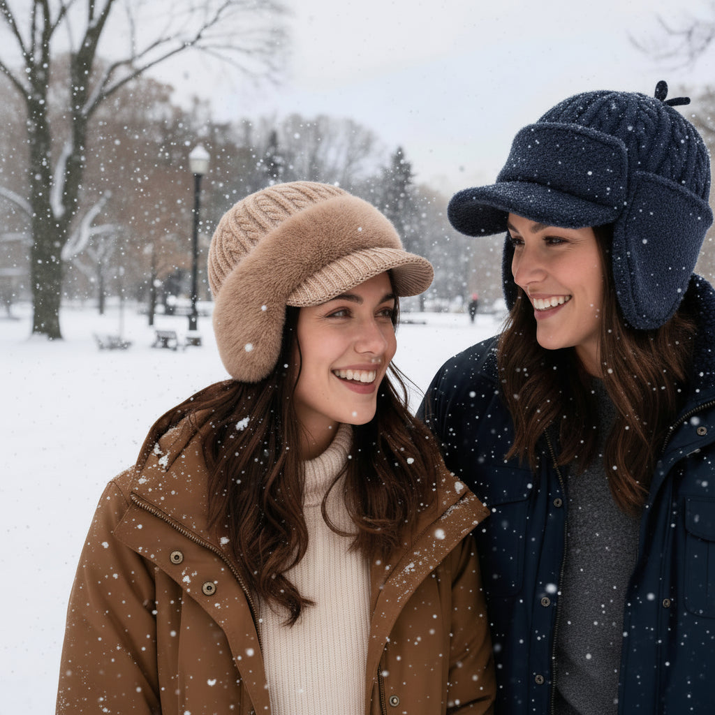 Gorro de Invierno con Orejeras Tejido para Clima Frío