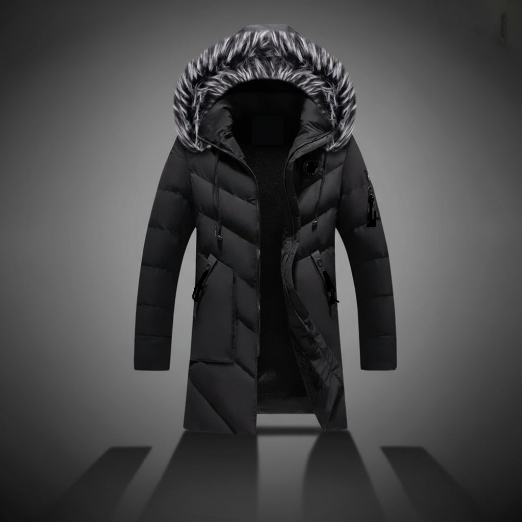 Casaco de Inverno Masculino com Capuz Forrado para Tempo Frio
