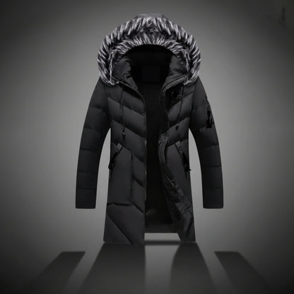 Casaco de Inverno Masculino com Capuz Forrado para Tempo Frio