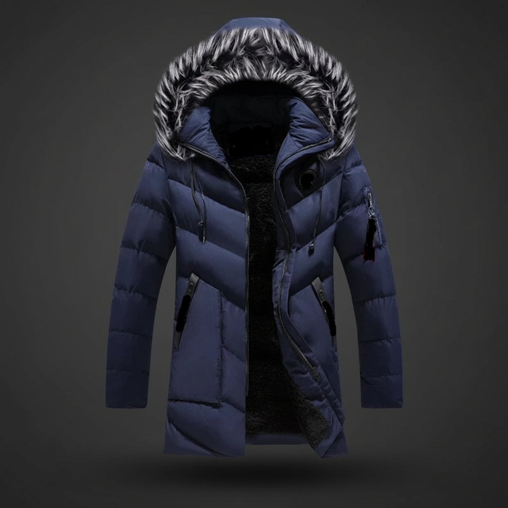 Casaco de Inverno Masculino com Capuz Forrado para Tempo Frio