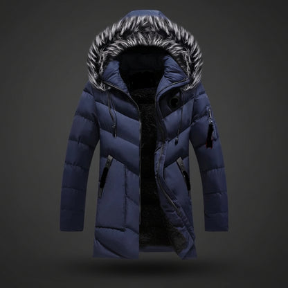 Casaco de Inverno Masculino com Capuz Forrado para Tempo Frio