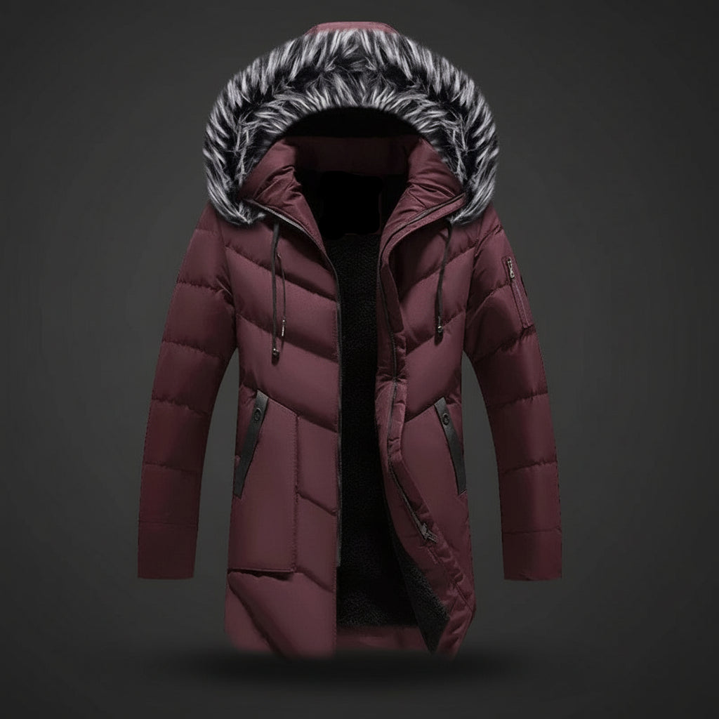 Casaco de Inverno Masculino com Capuz Forrado para Tempo Frio