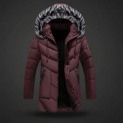 Casaco de Inverno Masculino com Capuz Forrado para Tempo Frio