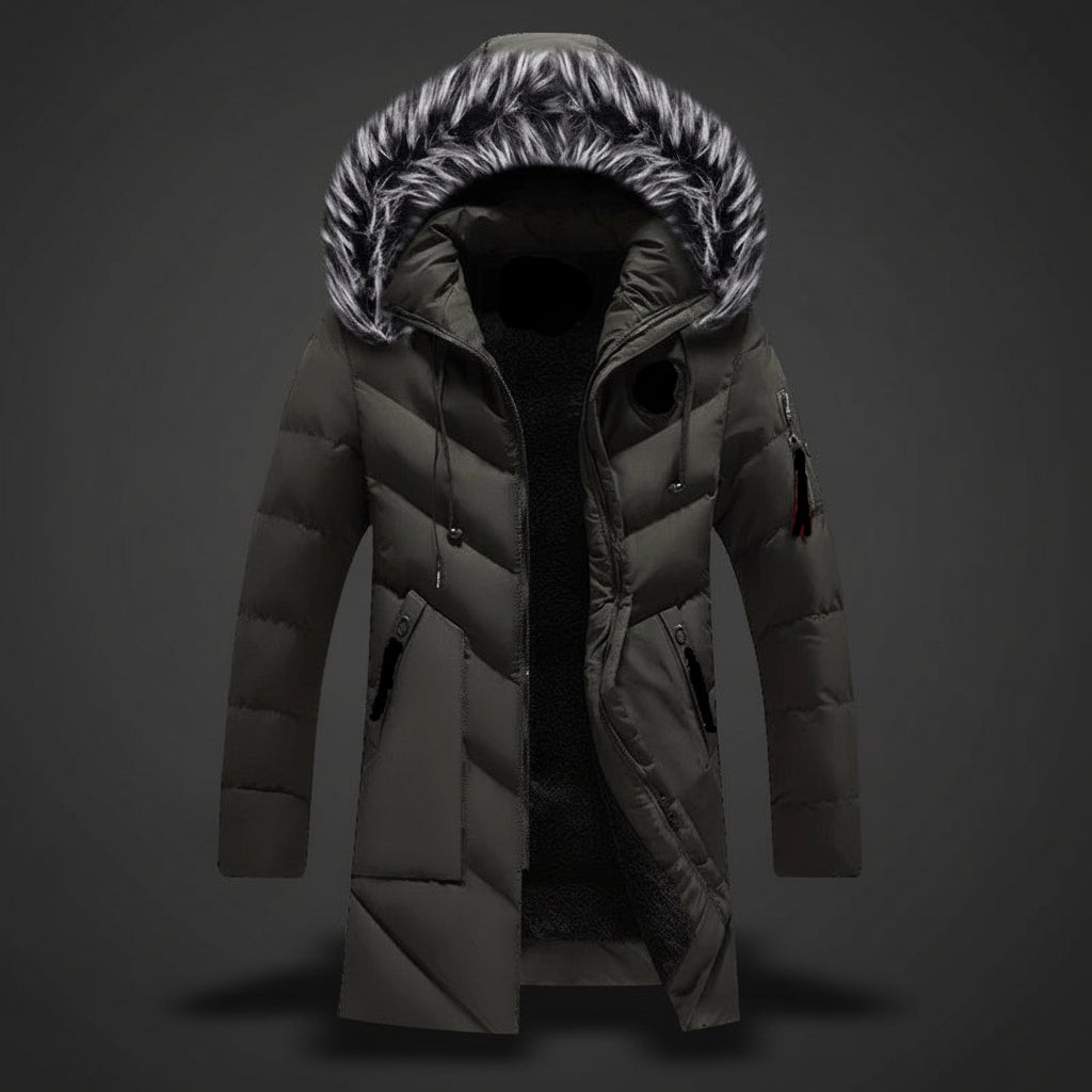 Casaco de Inverno Masculino com Capuz Forrado para Tempo Frio