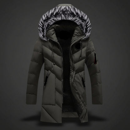 Casaco de Inverno Masculino com Capuz Forrado para Tempo Frio