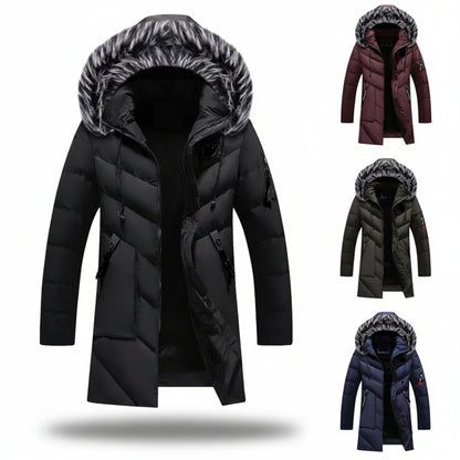Casaco de Inverno Masculino com Capuz Forrado para Tempo Frio