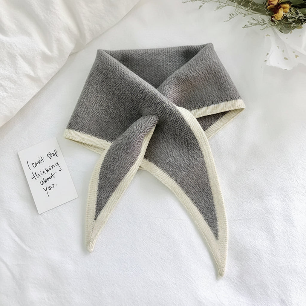 Scarf Retro Contrast Border Lightweight Soft Neck Wrap