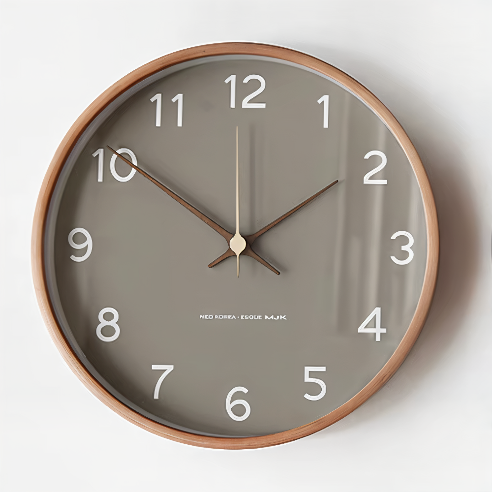 Orologio da parete silenzioso in legno rotondo stile nordico