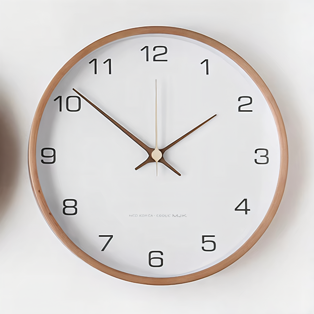 Orologio da parete silenzioso in legno rotondo stile nordico