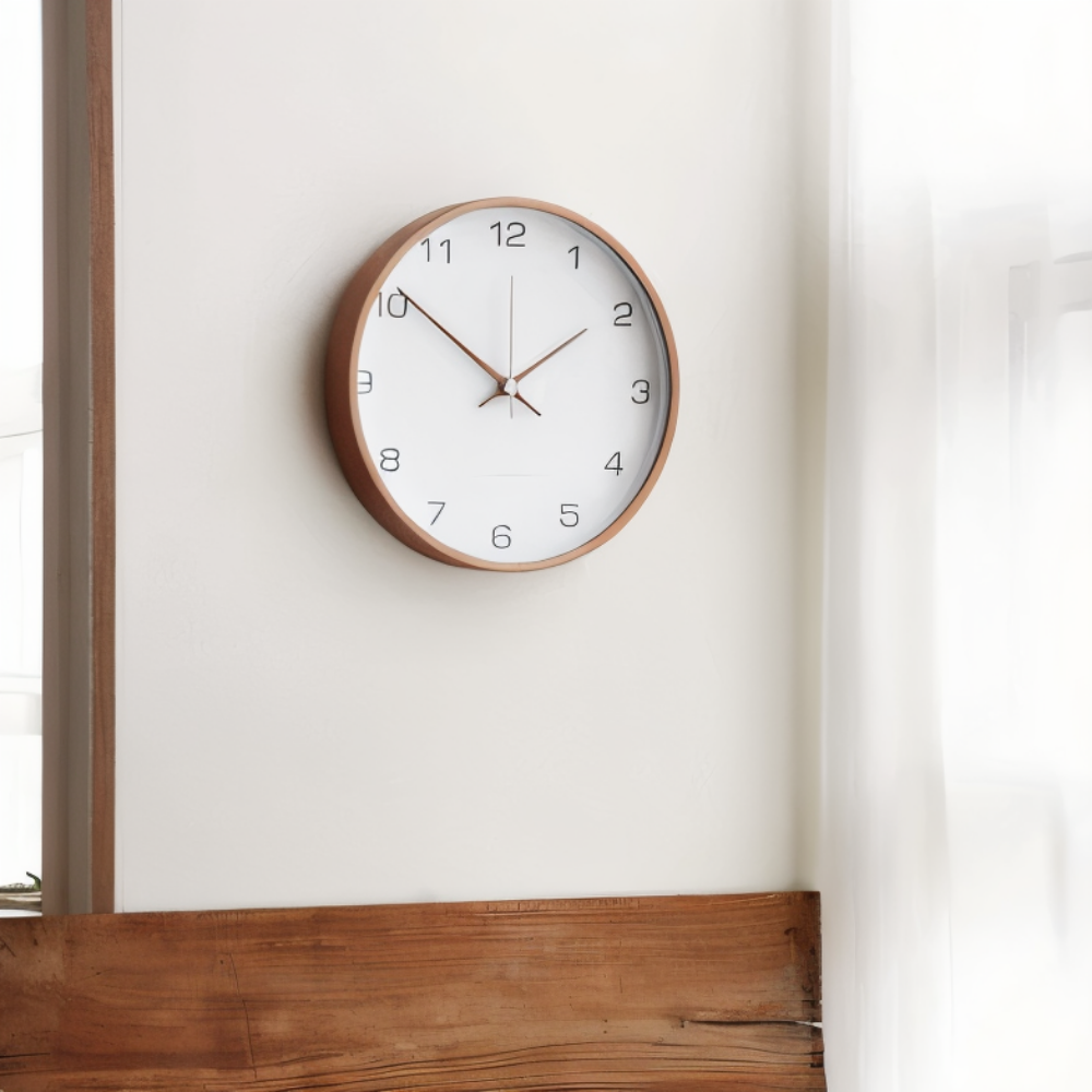 Orologio da parete silenzioso in legno rotondo stile nordico