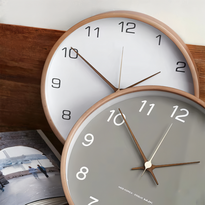 Orologio da parete silenzioso in legno rotondo stile nordico