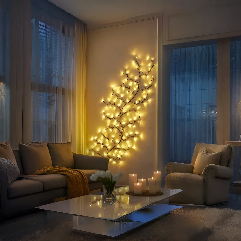 Decoración de Pared LED Rama Árbol Rústico Luz Arte Acento