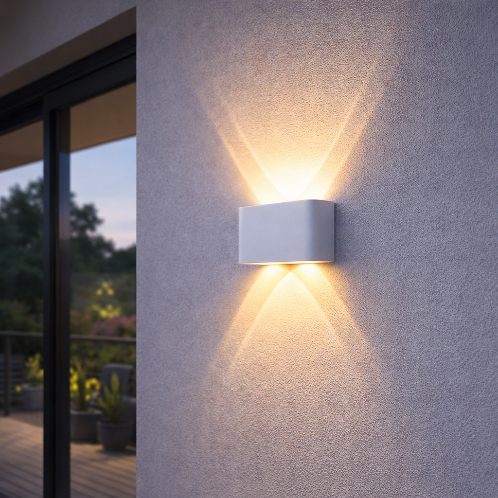 Luz de pared LED minimalista con iluminación hacia arriba y hacia abajo para interior y exterior