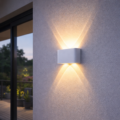 Luz de pared LED minimalista con iluminación hacia arriba y hacia abajo para interior y exterior