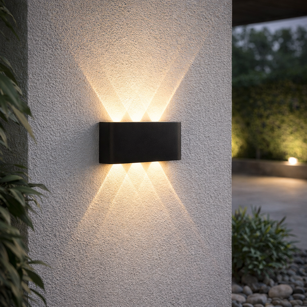 Luz de pared LED minimalista con iluminación hacia arriba y hacia abajo para interior y exterior