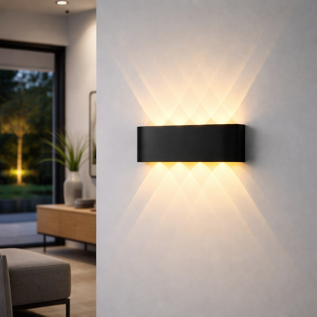 Luz de pared LED minimalista con iluminación hacia arriba y hacia abajo para interior y exterior