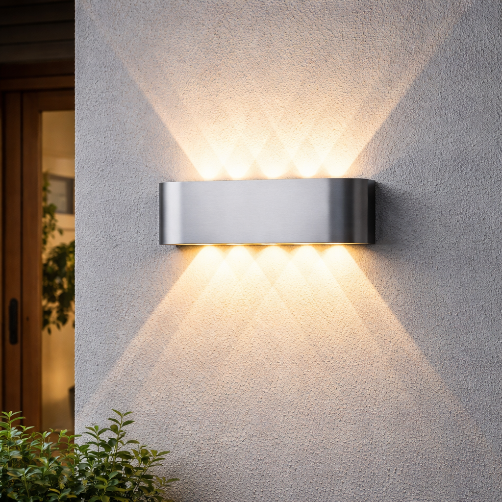 Luz de pared LED minimalista con iluminación hacia arriba y hacia abajo para interior y exterior