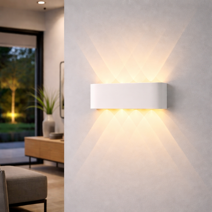 Luz de pared LED minimalista con iluminación hacia arriba y hacia abajo para interior y exterior